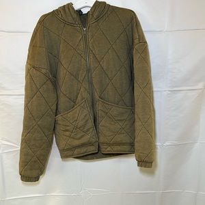 Olive green, quilted zip up hoodie, Wild Fable, size XS